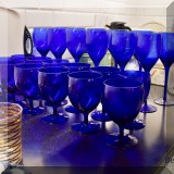 K10. Cobalt glass stemware. 